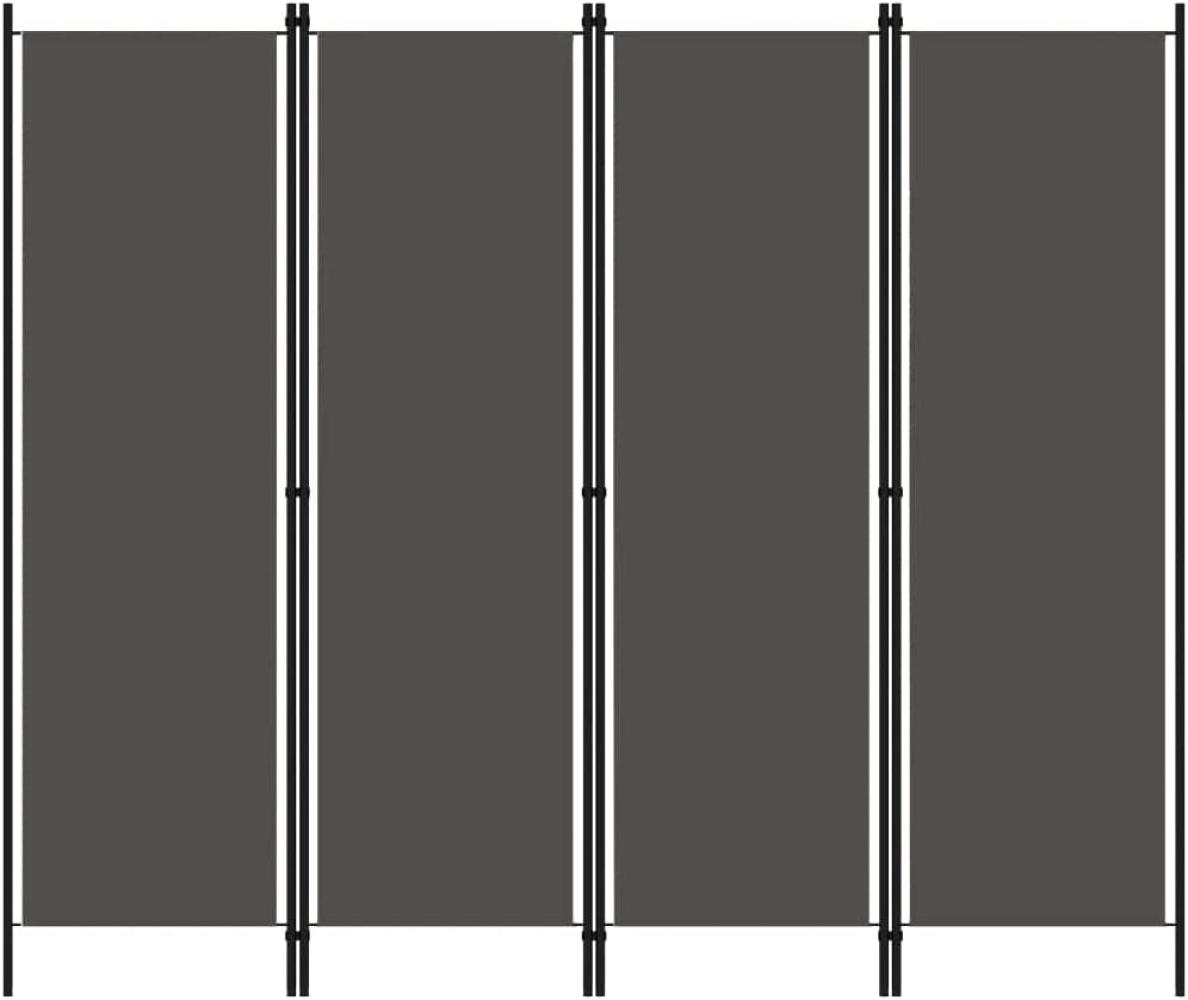 vidaXL Raumteiler Klappbar Freistehend Trennwand Paravent Umkleide Sichtschutz Spanische Wand Raumtrenner 4-TLG. Anthrazit 200x180cm Eisen Stoff Bild 1