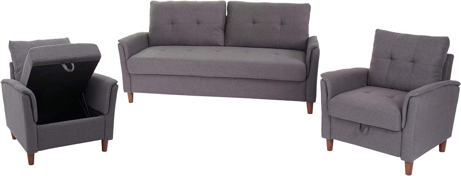 3-1-1 Couchgarnitur HWC-H23, 3er Sofa Sofagarnitur Loungesessel Relaxsessel, Gastronomie Staufach ~ Stoff/Textil, grau Bild 1
