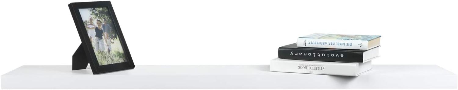 eSituro Wandregal, schwebendes Regal für Wandmontage, Schweberegal Hängeregal Wandbrett im Wohnzimmer Schlafzimmer Küche Badezimmer, arktisweiß, MDF, 100x3,8x22,9 cm Bild 1