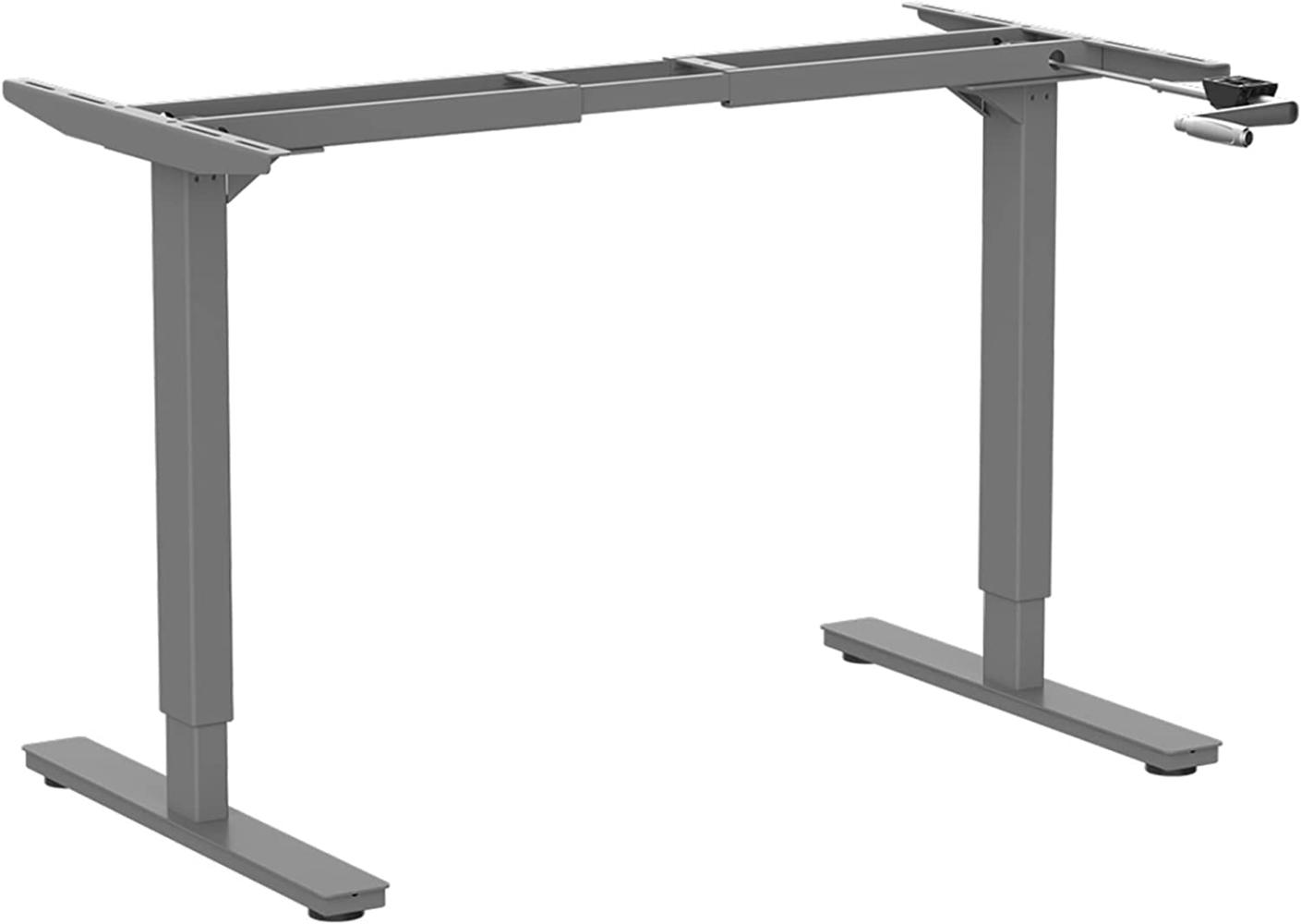 Desktopia Budget - höhenverstellbarer Schreibtisch mit Höhenverstellung per Kurbel (Schreibtischgestell ohne Tischplatte, Grau) Bild 1