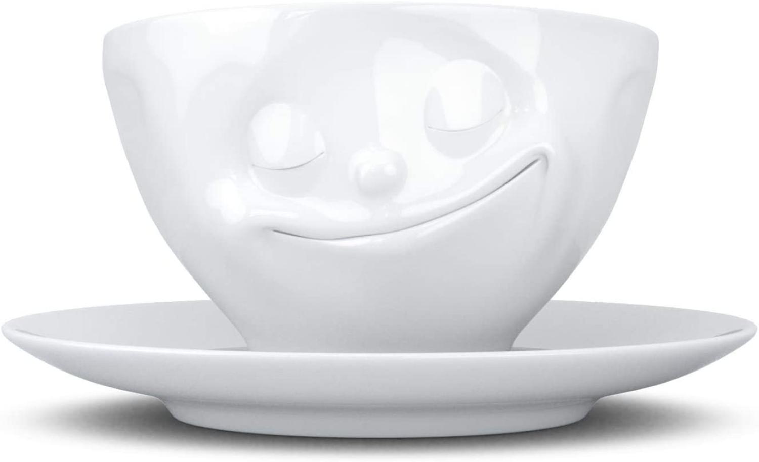 Schmunzel Kaffee Tasse glücklich in weiß 200ml Bild 1