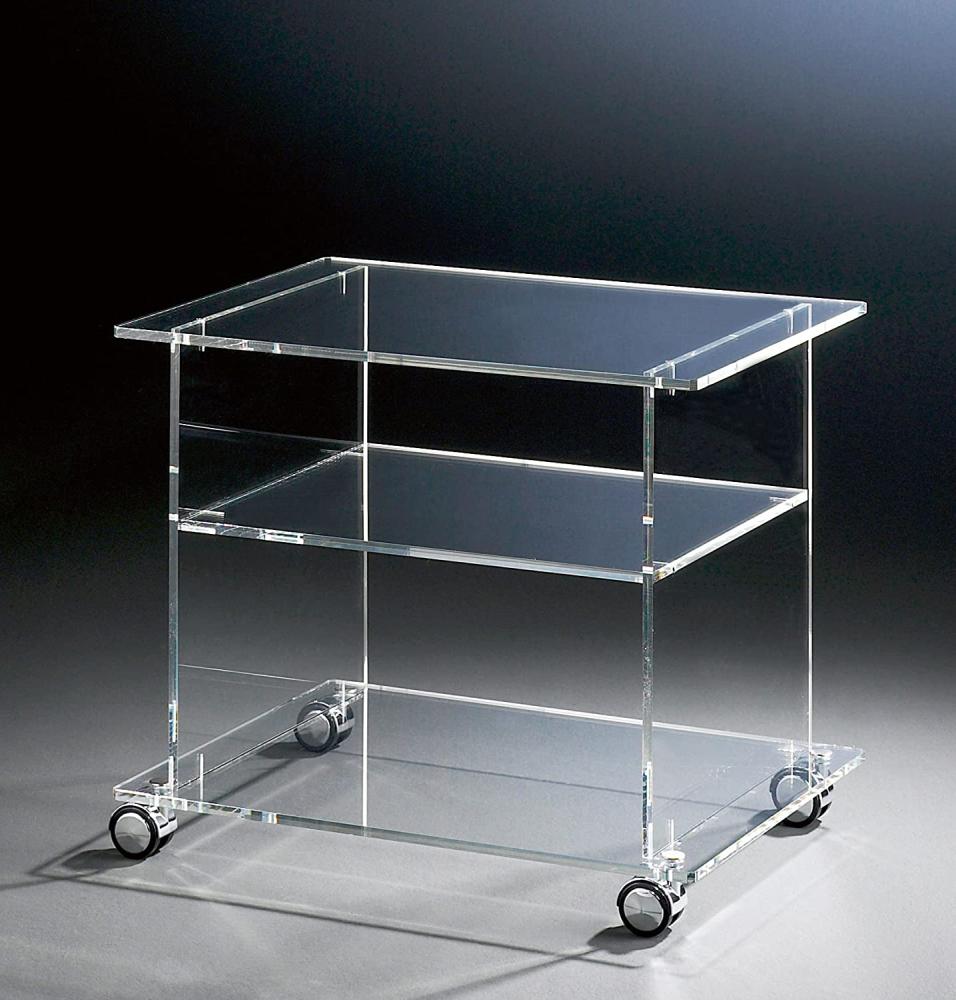 Hochwertiger Acryl-Glas TV-Wagen / TV-Tisch mit 4 Chromrollen, klar, 60 x 45 cm, H 51 cm, Acryl-Glas-Stärke 10 mm, 60 x 45 cm, H 51 cm, Bild 1