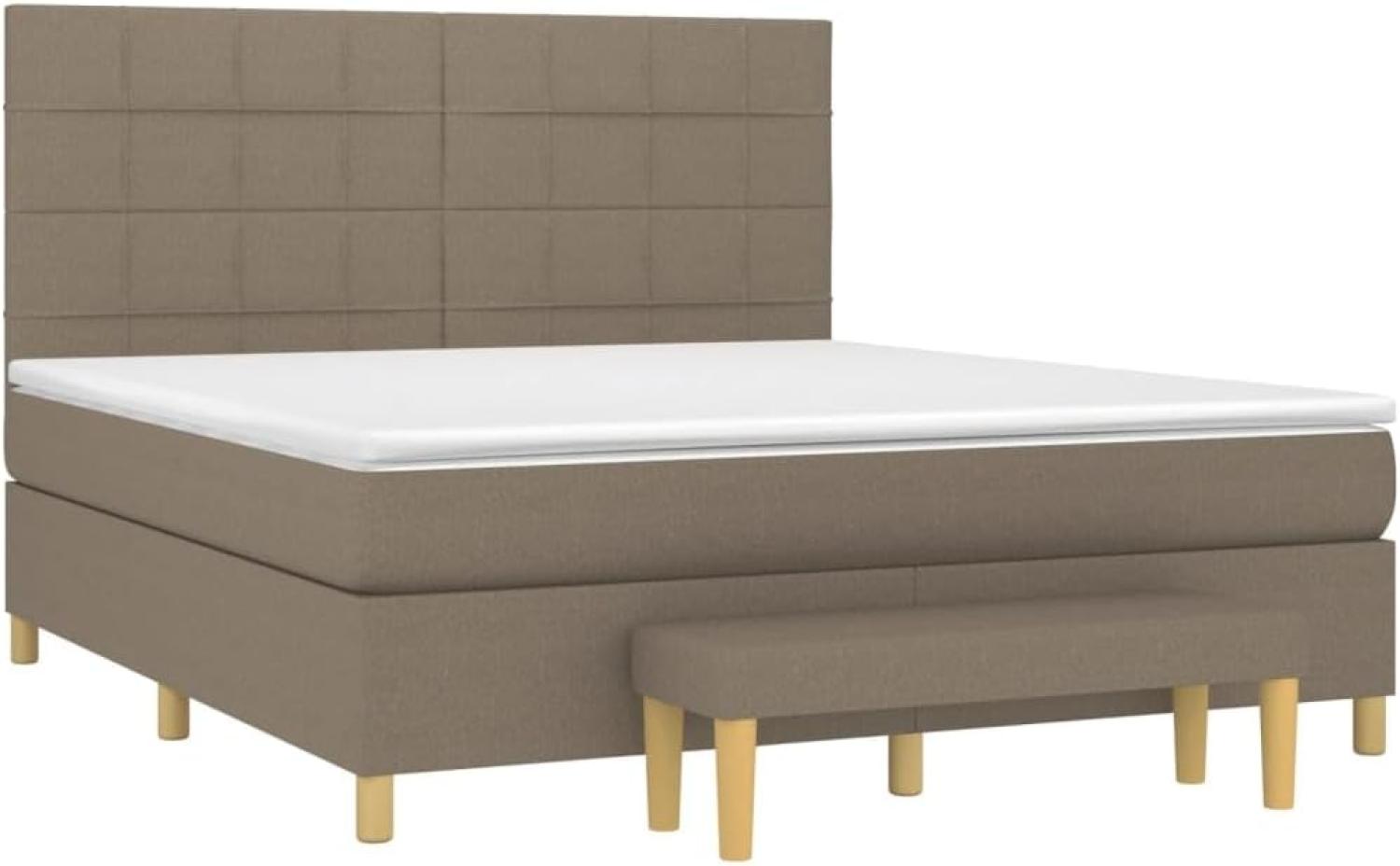 vidaXL Boxspringbett mit Matratze Taupe 160x200 cm Stoff Bild 1