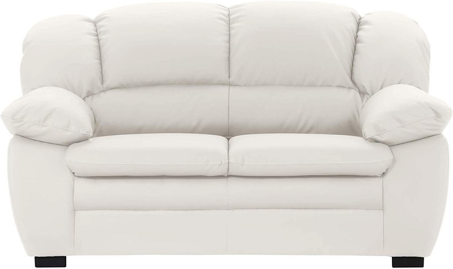Mivano 2-Sitzer Sofa Casino, Bequeme Ledercouch mit moderner Kontrastnaht, 159 x 88 x 92, Kunstleder Weiß Bild 1