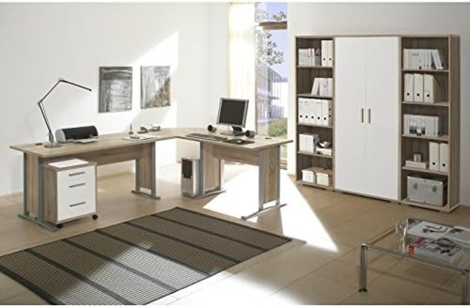 5-tlg. Büromöbel Office Line Smart in Eiche Sonoma Weiß Bild 1