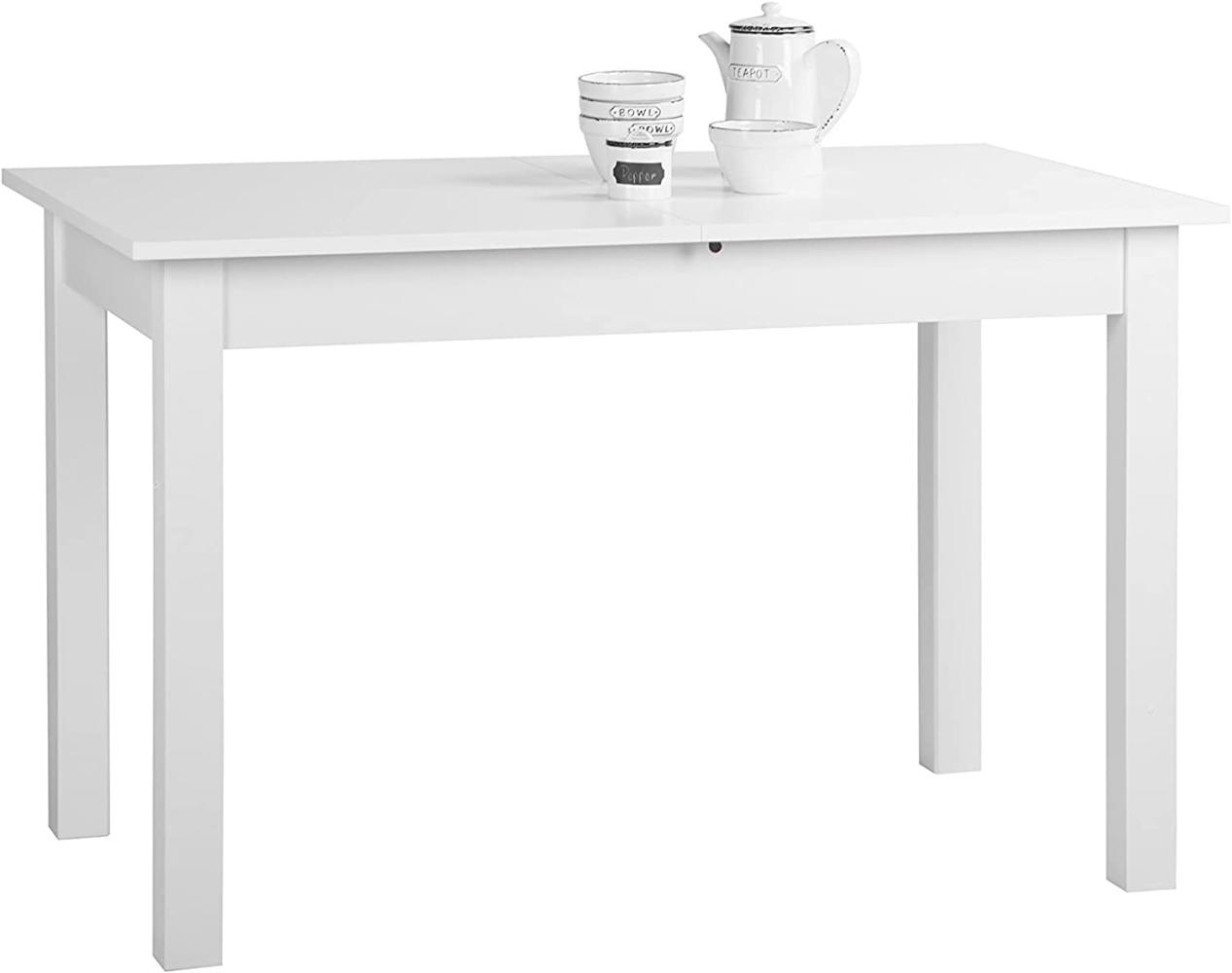 Esstisch COBURG Tisch Küchentisch in weiß ausziehbar 120-160x70 cm Bild 1