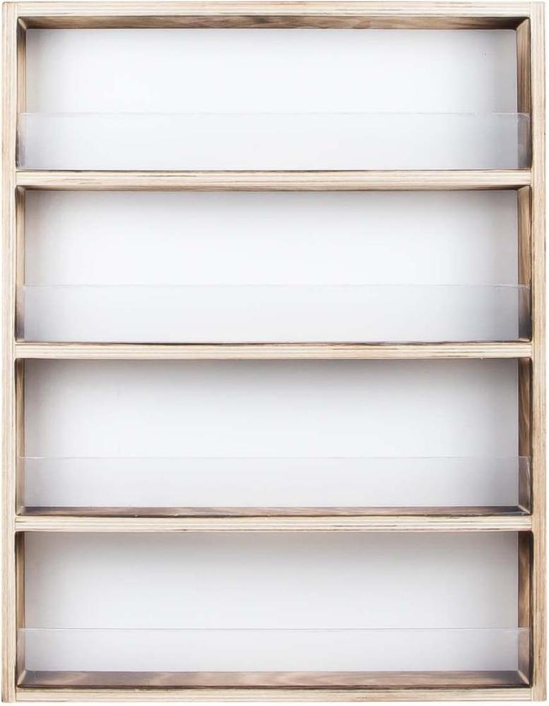 Gewürzregal Holz Geflammt Vintage - 3 oder 4 Regalböden inkl. Acrylglasscheiben - für die Wand o. stehend Holzregal aus deutscher Holzmanufaktur | Küchenregal Hochformat geflammt 54 x 6. 5 x 42 cm Bild 1