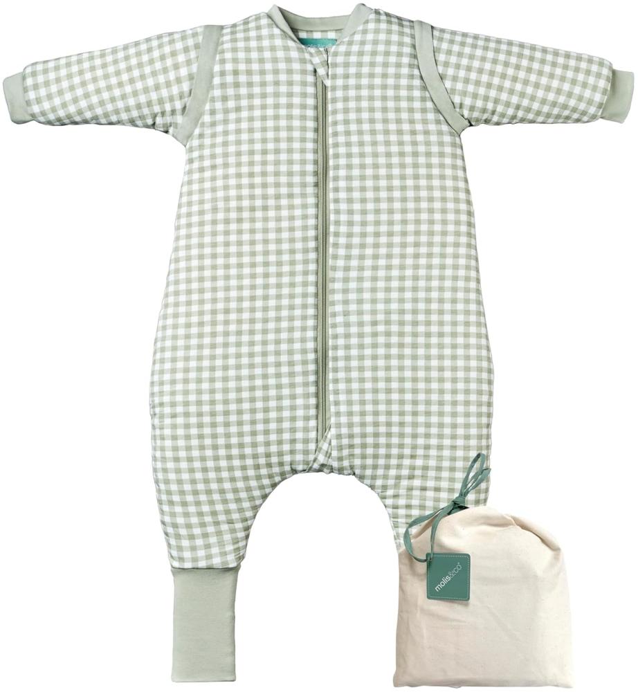 molis&co - Baby schlafsack mit Füßen, abnehmbare Ärmel und Socken - Ideal für den Winter - Babyschlafsack mit Füßen 2.5 tog - 100% Baumwolle (Oeko-TEX 100), Premium Qualität - Mint Tea (100 cm) Bild 1