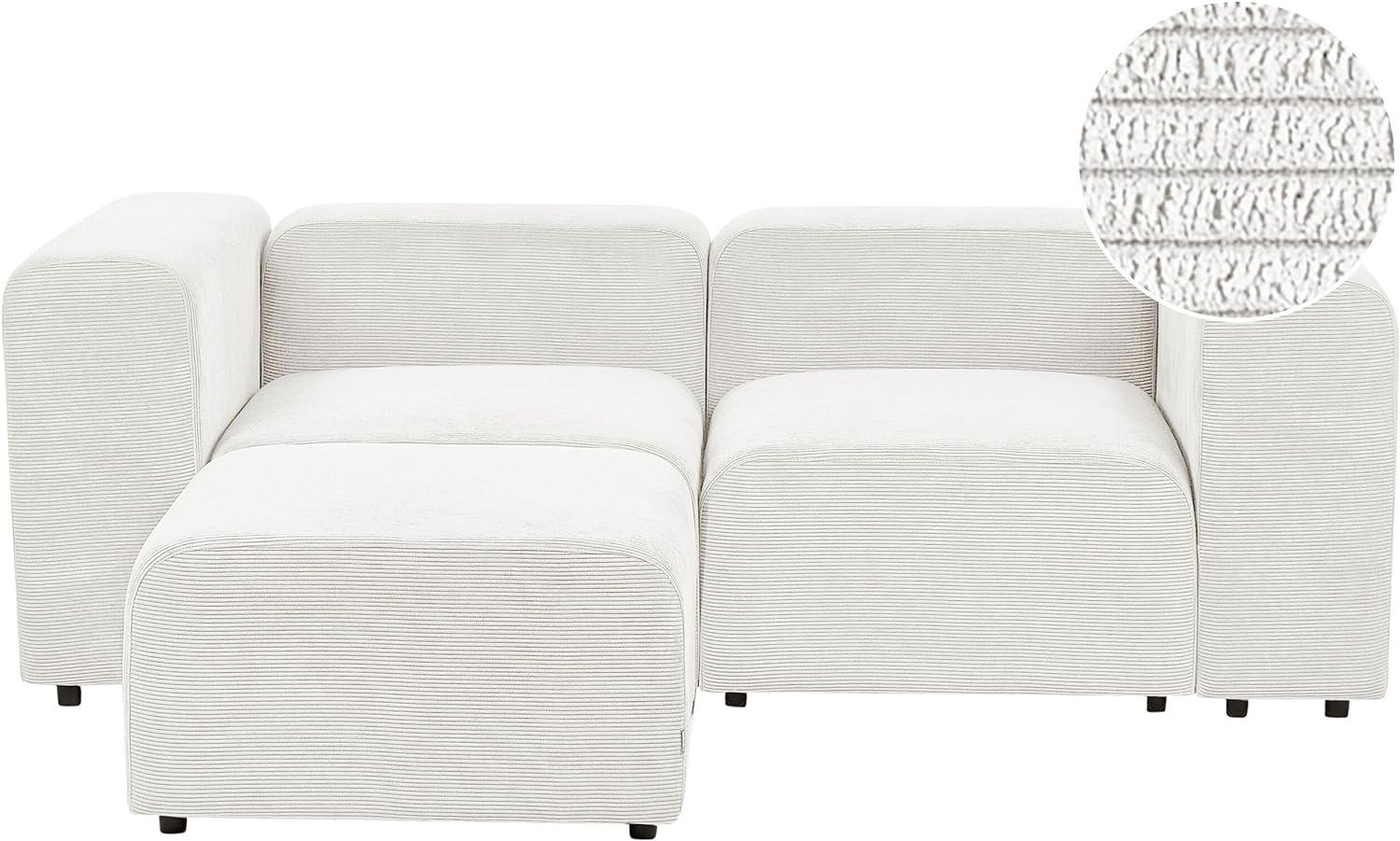 2-Sitzer Sofa Cord cremeweiß mit Ottomane FALSTERBO Bild 1