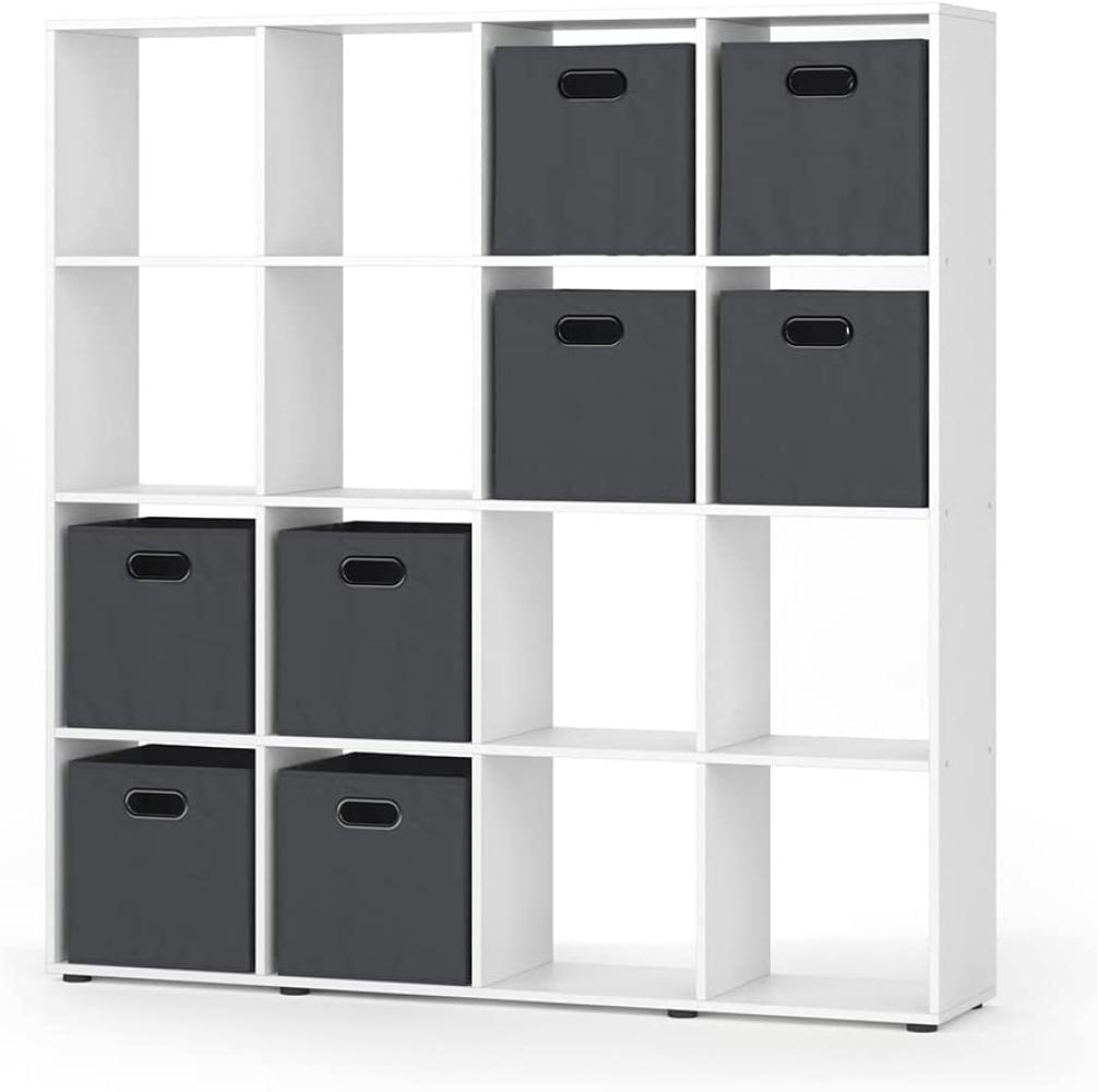 Raumteiler Bücherregal Standregal 16 Fächer Weiß Karree Faltboxen Regal Vicco Bild 1