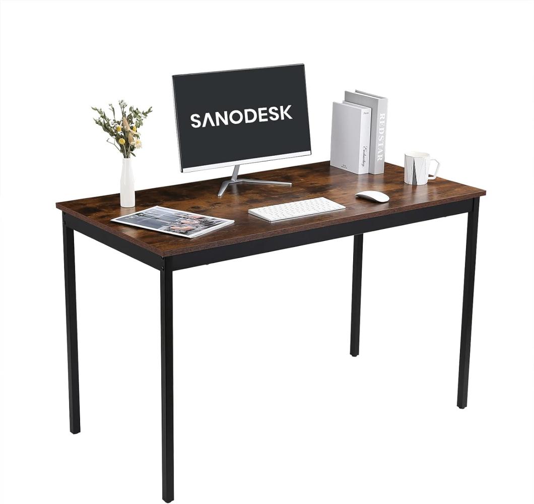 SANODESK FD Computertisch Esstisch Computer Schreibtisch Home Office Esszimmertisch PC Laptop Tisch Schreibtisch mit Schrank, 120x60x75 cm(Walnuss+ Schwarz, ohne Schrank)…… Bild 1