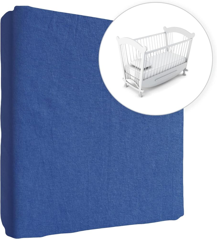 Jersey Spannbetttuch für Babybett, 100% Baumwolle, passend für 90 x 50 cm Babybett-Wiege-Matratze (Königsblau) Bild 1