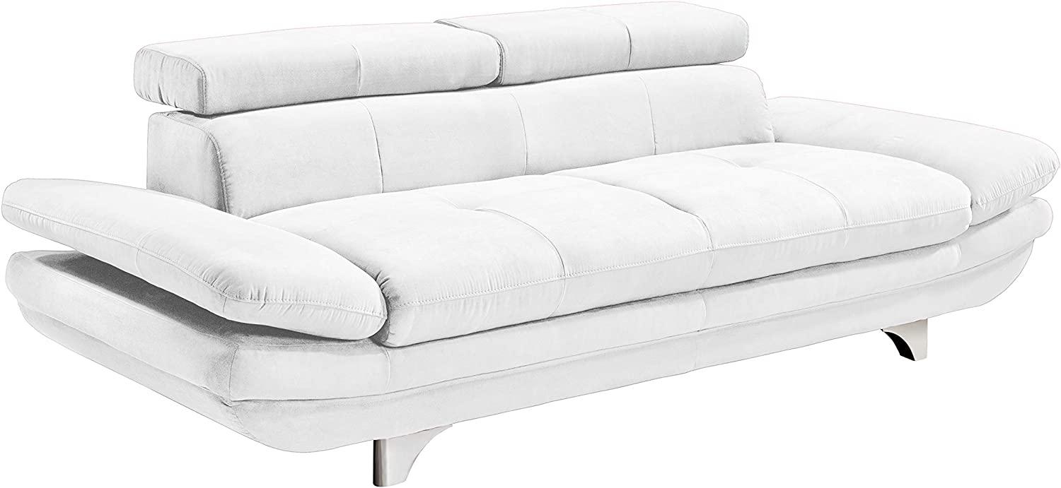Mivano 3er-Ledersofa Enterprise / Dreisitzer Kunstleder-Couch mit Armteilfunktion und Kopfteilverstellung / 233 x 72 x 104 / Lederimitat, weiß Bild 1
