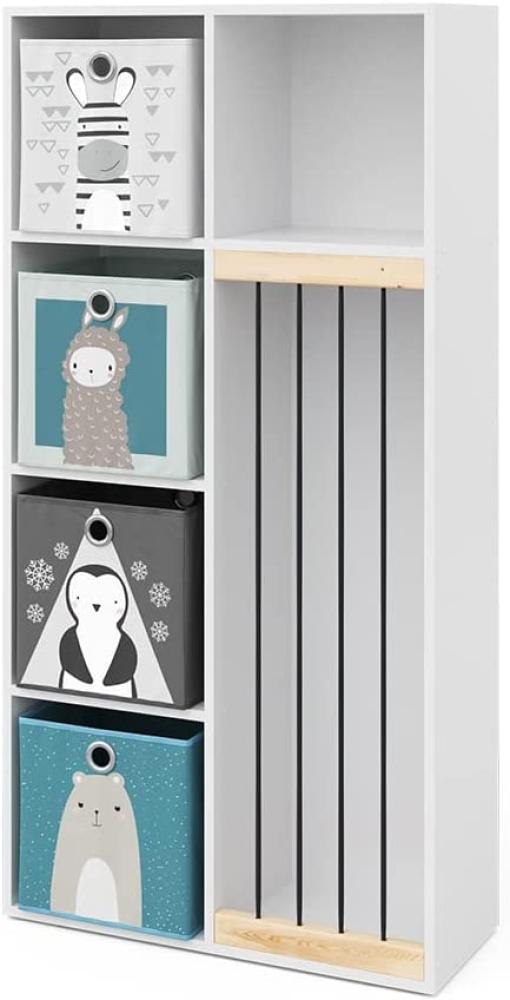 Vicco 'Marvin' Kinderregal Kuscheltierbox Aufbewahrung Bücherregal, Weiß, mit Faltboxen, 143 x 72 x 29,1 cm, Melaminharzbeschichtung Bild 1