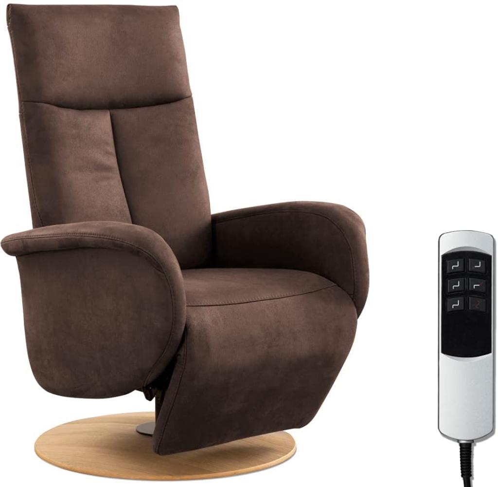 CAVADORE TV-Sessel Juba mit Akku / Fernsehsessel mit elektrisch verstellbarer Relaxfunktion / 2 E-Motoren / 75 x 112 x 82 / Lederoptik, Dunkelbraun Bild 1