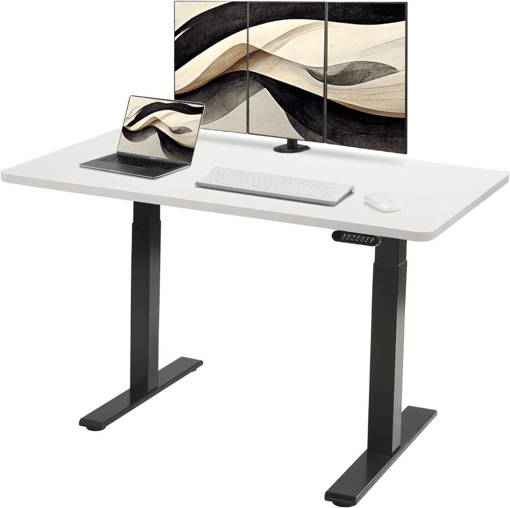 E.For.U® höhenverstellbarer Schreibtisch 160x80 cm, 2 Motoren, elektrisch höhenverstellbares Tischgestell mit 2-Fach-Teleskop, Memory-Steuerung (Schwarz), DT20L mit Tischplatte (Weiß) Bild 1