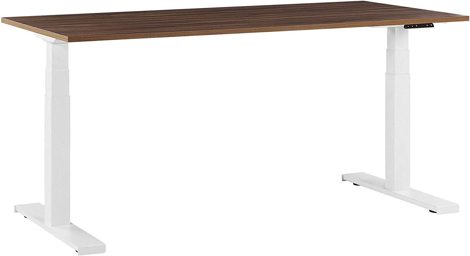 Schreibtisch elektrisch höhenverstellbar, Spanplatte Braun/ Weiß, 63-126 x 180 x 80 cm Bild 1