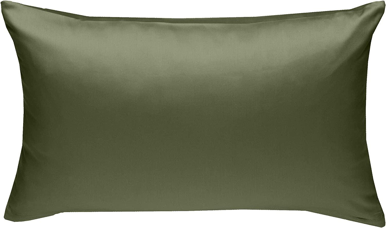 Bettwaesche-mit-Stil Mako-Satin / Baumwollsatin Bettwäsche uni / einfarbig dunkelgrün Kissenbezug 50x70 cm Bild 1