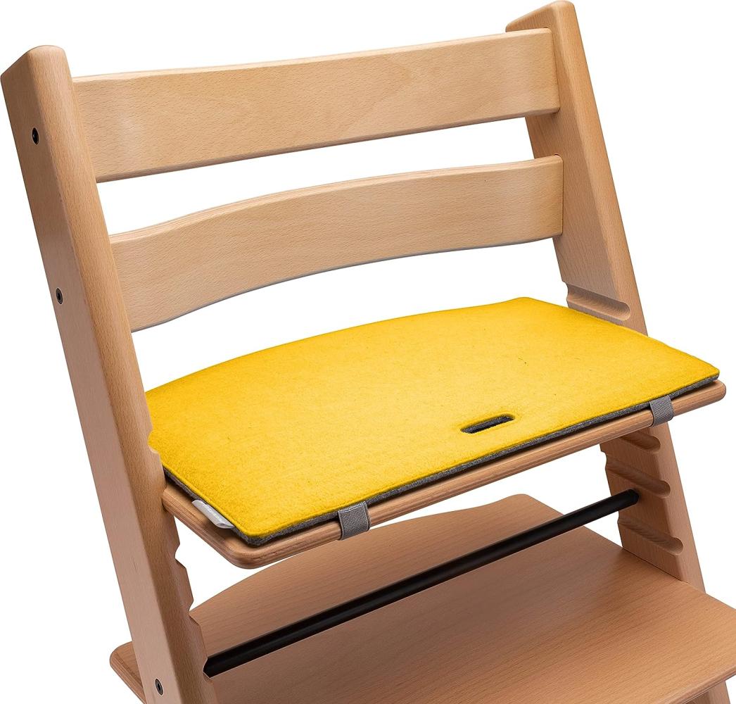 Mahona Sitzkissen kompatibel mit Stokke 'Tripp Trapp' Hochstuhl, Filz, gelb/grau Bild 1