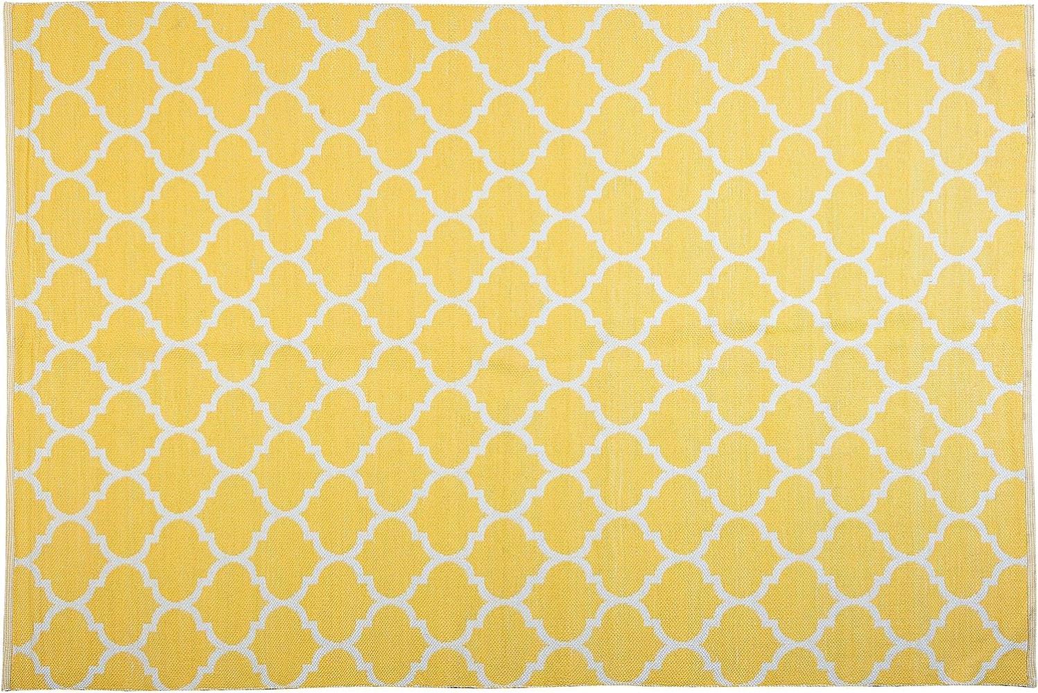 Teppich gelb 140 x 200 cm marokkanisches Muster zweiseitig Kurzflor AKSU Bild 1