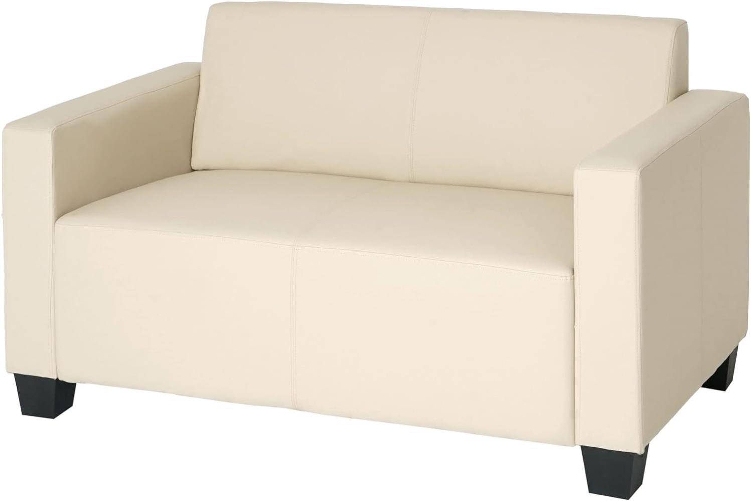 2er Sofa Couch Lyon Loungesofa Kunstleder ~ creme Bild 1