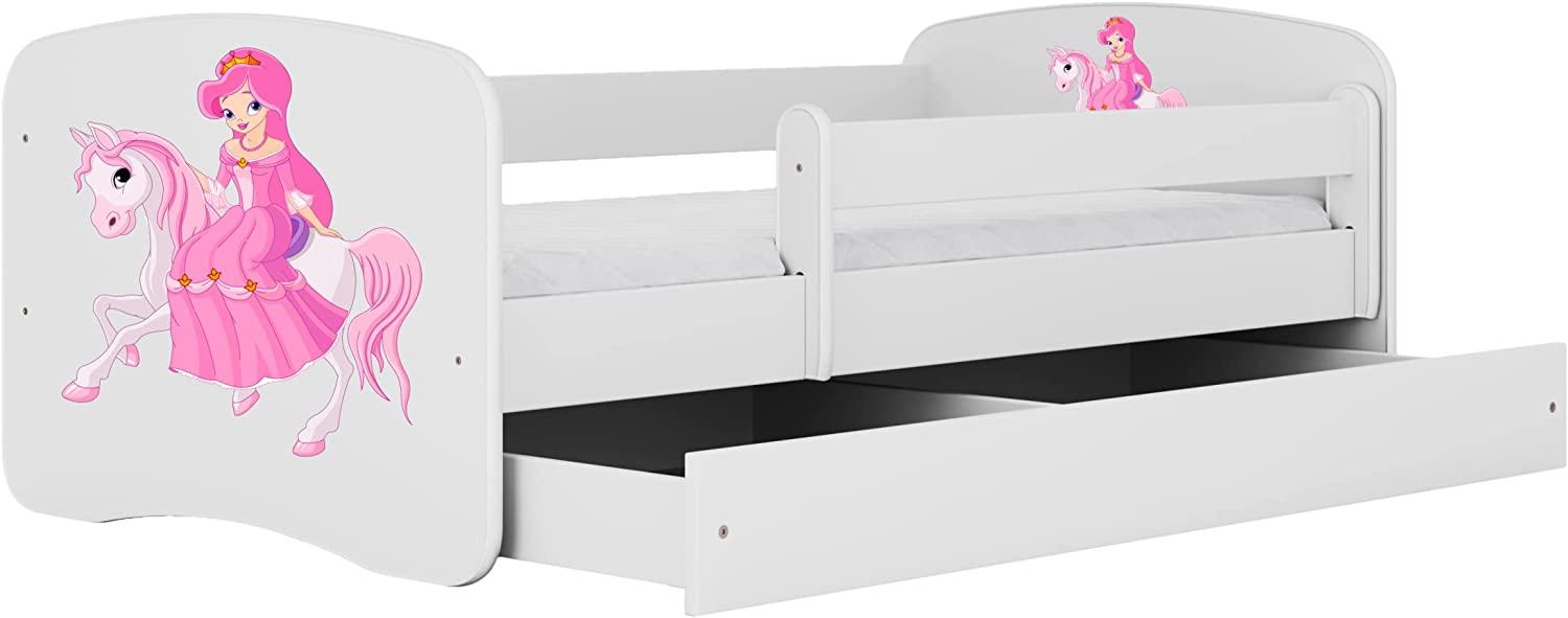 Kocot Kids 'Prinzessin auf dem Pony' Einzelbett weiß 80x160 cm inkl. Rausfallschutz, Matratze, Schublade und Lattenrost Bild 1