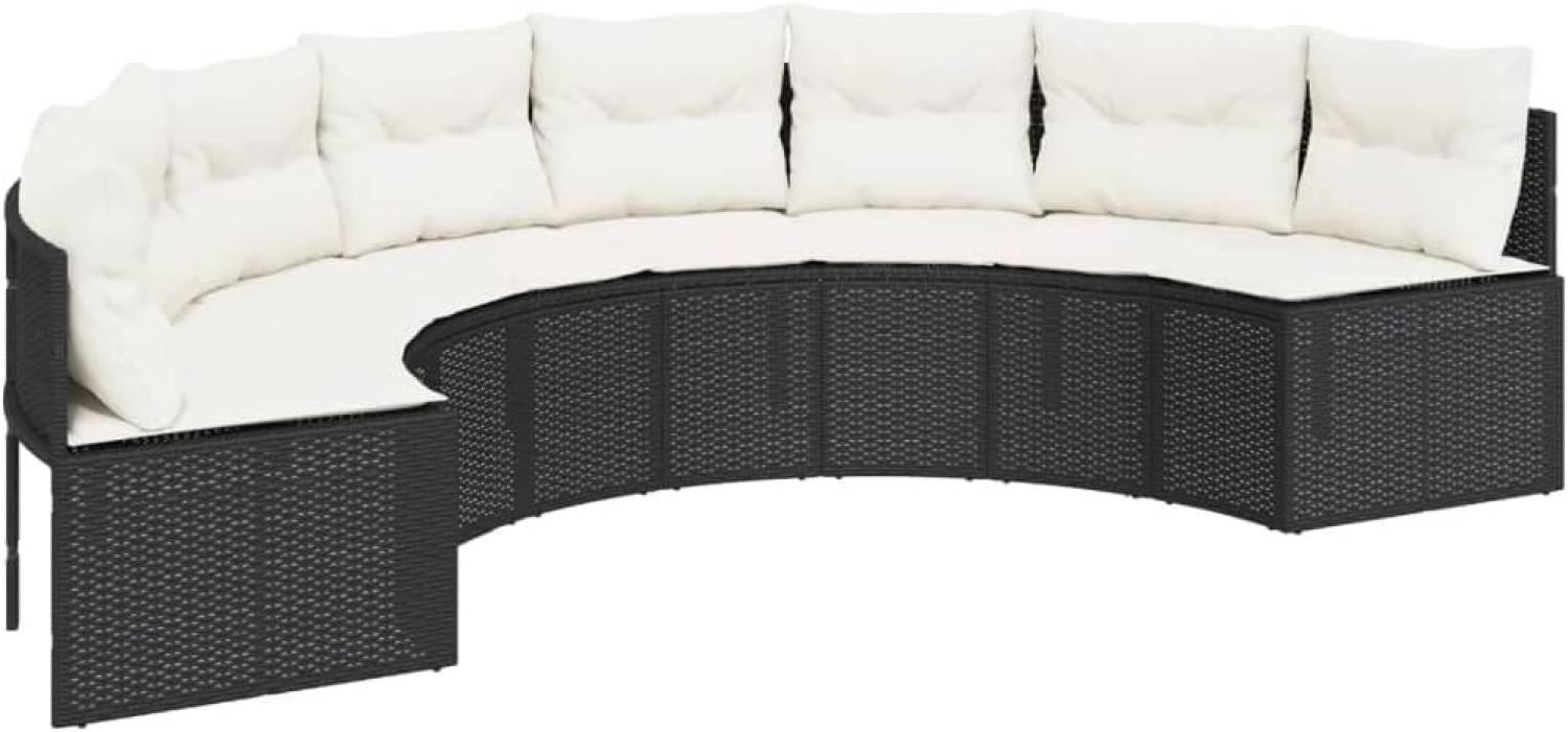 Gartensofa mit Kissen Halbrund Schwarz Poly-Rattan 3318522 Bild 1