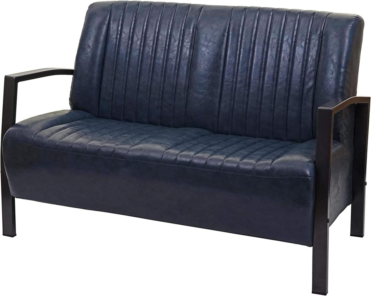 2er Sofa HWC-H10, Couch Zweisitzer, Metall Kunstleder Industrie-Design ~ vintage grau Bild 1