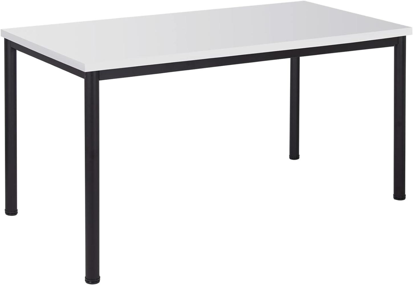 Schreibtisch u. Besprechungstisch mit schwarzem Tischgestell | Konferenztisch Bürotisch Computertisch Mehrzwecktisch Arbeitstisch PC-Tisch Homeoffice-Tisch (weiß, 140x80x77,5 cm) Bild 1