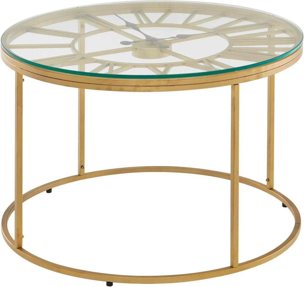 Couchtisch Glas Sofatisch Ø 60cm Tisch Wohnzimmertisch Rund Gold Modern Bild 1