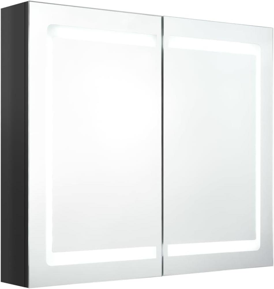 LED-Bad-Spiegelschrank Glänzendes Schwarz 80x12x68 cm Bild 1