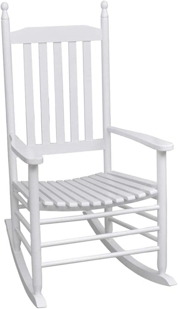 Schaukelstuhl mit Gebogener Sitzfläche Weiß Holz Bild 1