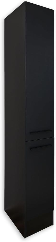 JAZZ 8 Moderner Apothekerschrank Küche in Schwarz matt - Geräumiger Hochschrank Küchenschrank mit viel Stauraum - 30 x 211 x 57 cm (B/H/T) Bild 1