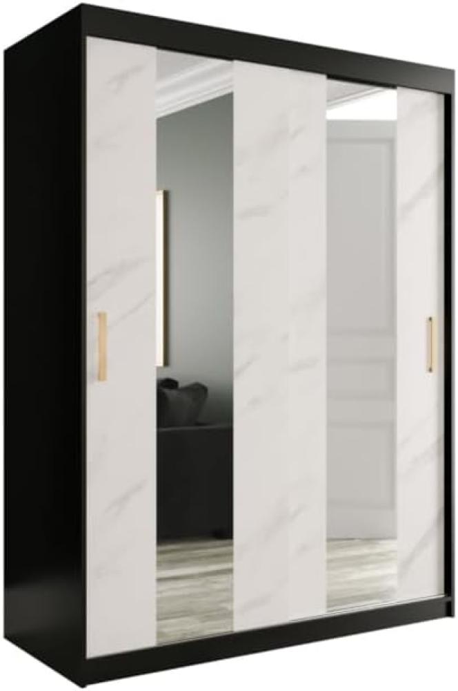 Kleiderschrank MANON 150, 150x200x62, schwarz/weißer Marmor Bild 1