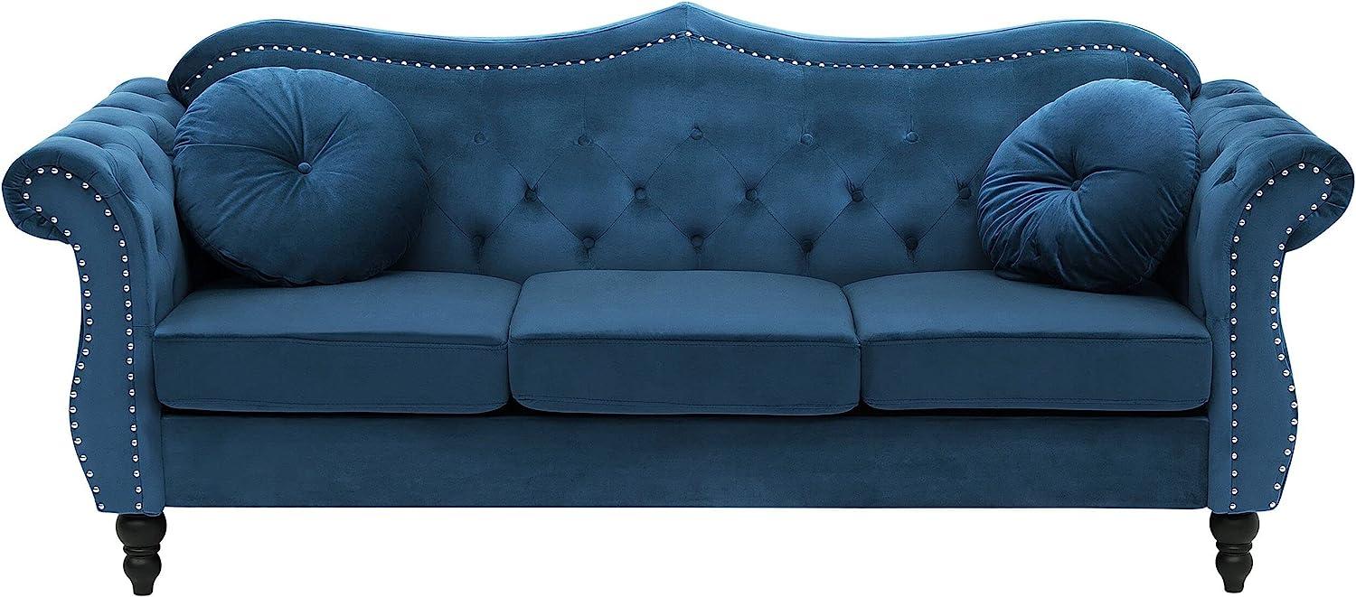 3-Sitzer Sofa Samtstoff kobaltblau SKIEN Bild 1
