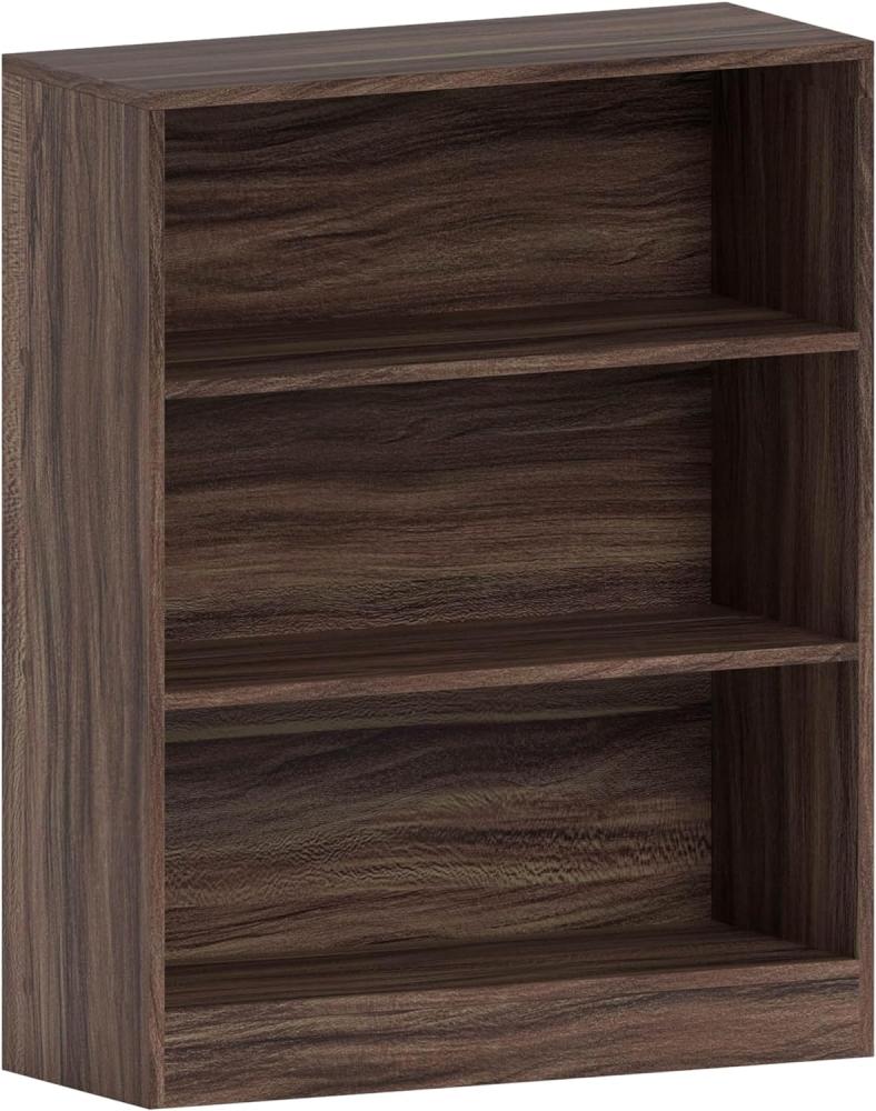 Vida Designs Cambridge Bücherregal mit 3 Ebenen, niedrig, Walnuss, Holz-Regaleinheit für Büro, Wohnzimmermöbel Bild 1