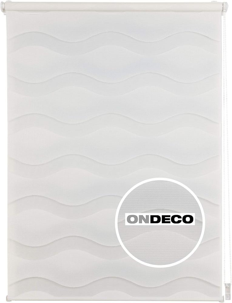 ondeco Duo Rollo Wave ohne Bohren, Klemmfix für Fenster innen, Seitenzugrollo Klemmen Sichtschutz Sonnenschutz, lichtdurchlässig und Blickdicht - Weiß - 60x160 cm Bild 1