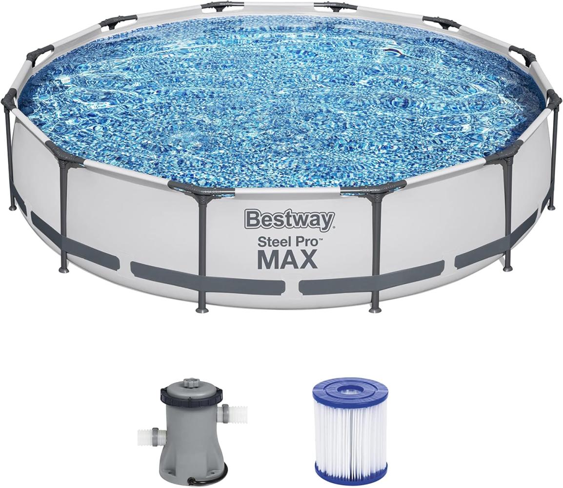 Steel Pro MAX™ Frame Pool Set mit Filterpumpe Ø 366 x 76 cm, lichtgrau, rund Bild 1