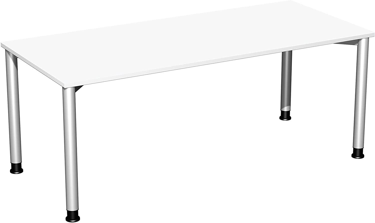 Schreibtisch, höhenverstellbar, 180x80cm, Weiß / Silber Bild 1
