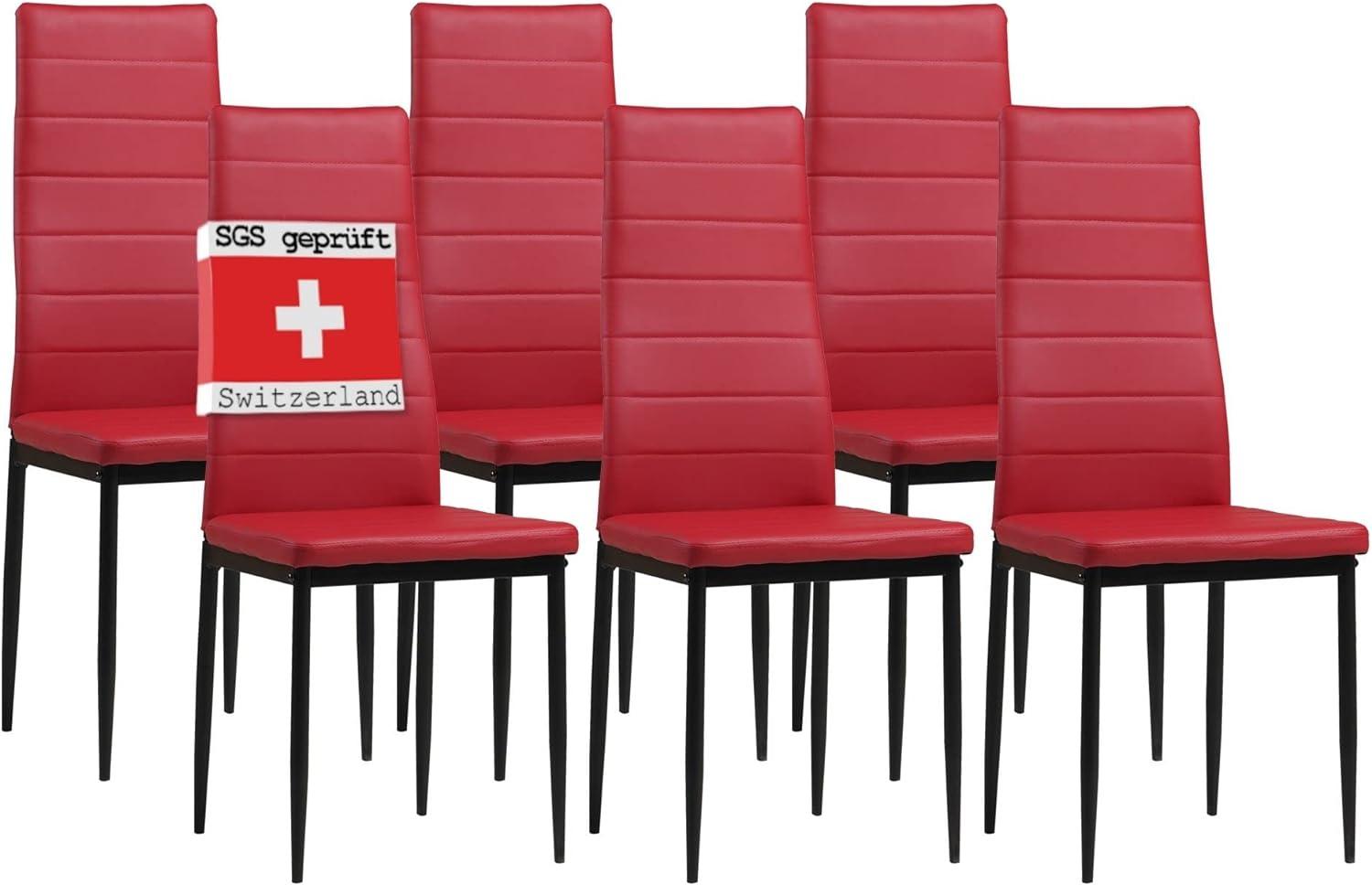 Albatros Esszimmerstühle MILANO 6-er SET, Rot Bild 1
