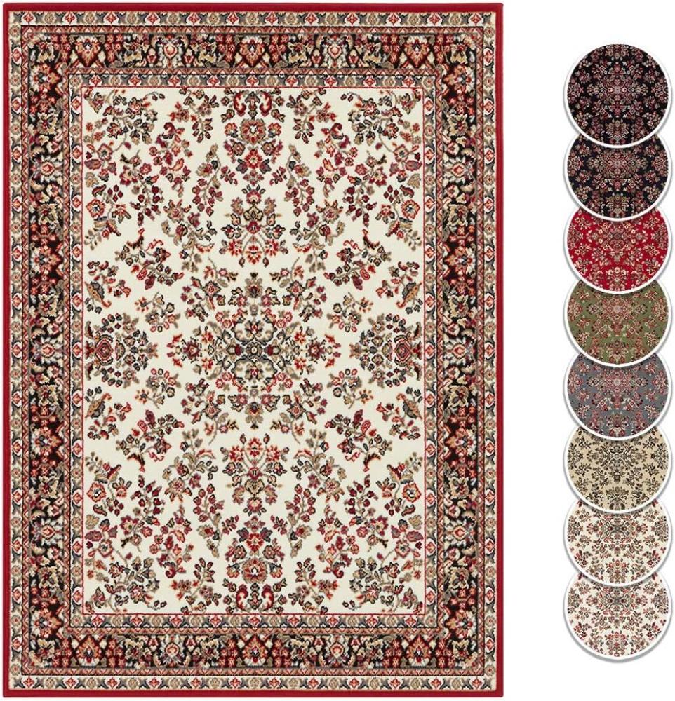 Kurzflor Orient Teppich Zabul - rot, creme - 140 cm Durchmesser Bild 1