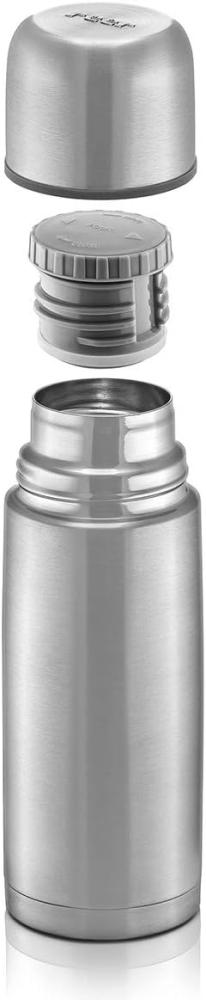 Reer Edelstahl Isolier-Flasche PURE, 350ml – klein, handlich, ideal fürs Baby, mit integriertem Becher, silber, 90308 W, 1 Stück (1er Pack) Bild 1