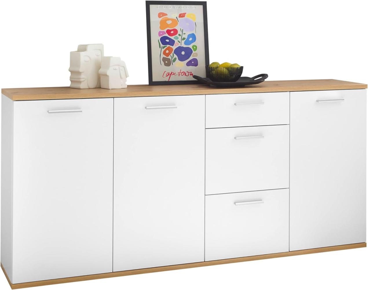 Kommode BC Sideboard mit 3 Schubladen Weiß / Artisan Eiche Nb. ca. 180 x 86 x 38 cm Bild 1