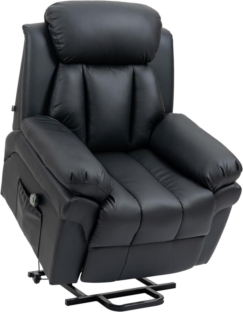 HOMCOM Elektrischer Fernsehsessel Sessel mit schlaffunktion und liegefunktion Aufstehsessel Relaxsessel Sessel mit Aufstehhilfe, Schwarz, 96 x 93 x 105 cm Bild 1