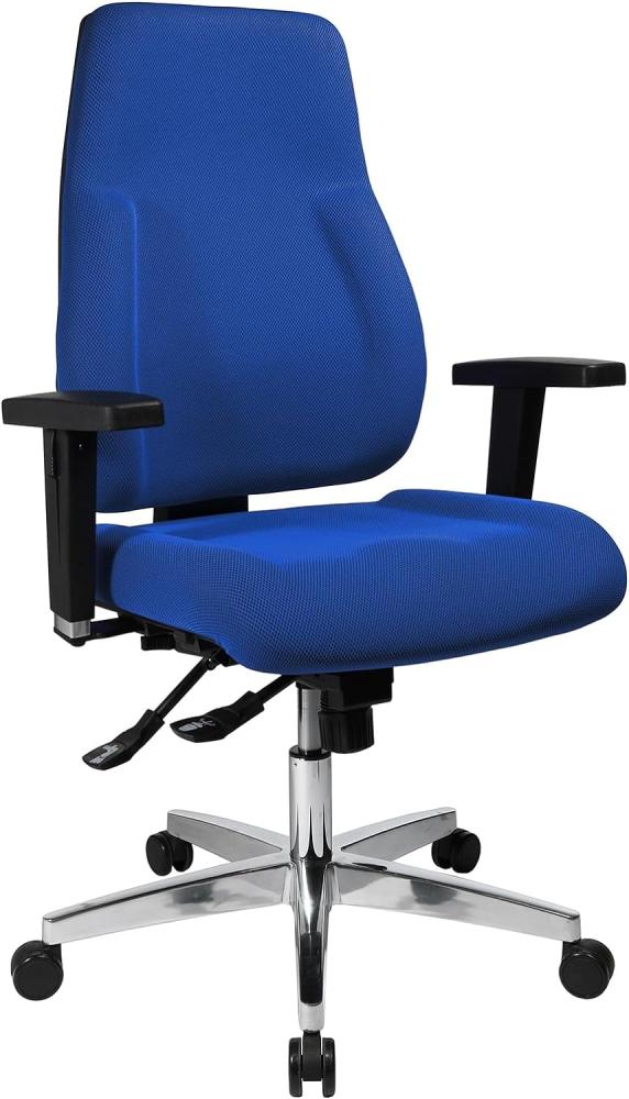 Topstar PI99GBC6 P91, Bürostuhl, Schreibtischstuhl, breiter Muldensitz, inkl. höhenverstellbare Armlehnen, Konturpolsterung, Bezug blau Bild 1