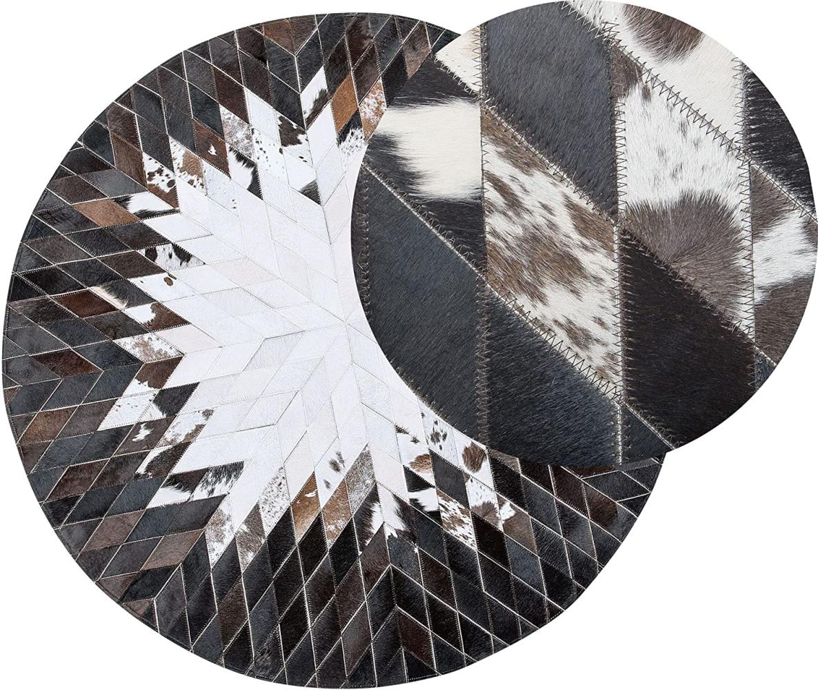 Teppich Kuhfell schwarz / weiß ⌀ 140 cm Patchwork Kurzflor KELES Bild 1