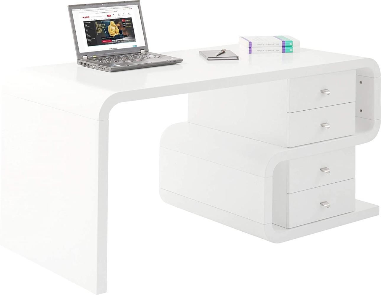 Kare Design Schreibtisch Soft Snake Walnut, 150x70cm, Wallnussfarbener Schreibtisch mit 4 Schubladen, außergewöhnlicher Tisch, (H/B/T) 76x150x70cm Bild 1
