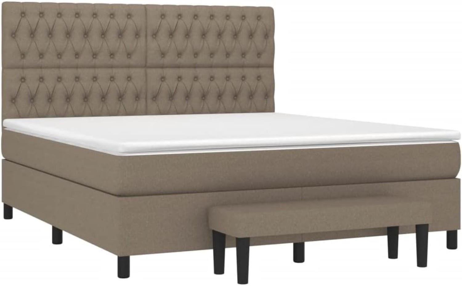 vidaXL Boxspringbett mit Matratze Taupe 180x200 cm Stoff Bild 1