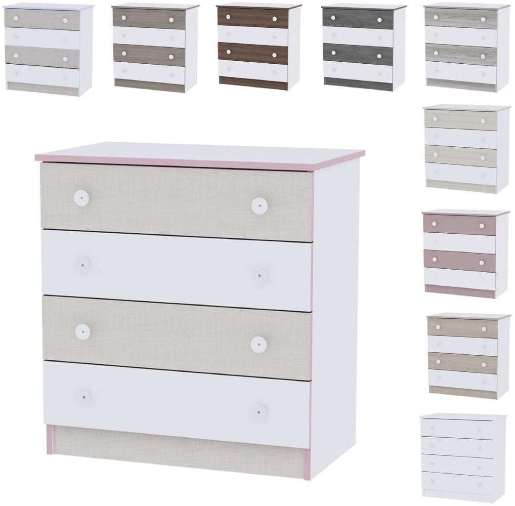Lorelli Kommode Dresser 81 x 50 x 86 cm, 4 große Schubladen, schnelle Montage rosa Bild 1