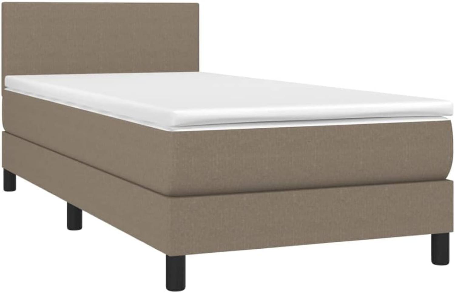 vidaXL Boxspringbett mit Matratze Taupe 100x200 cm Stoff Bild 1